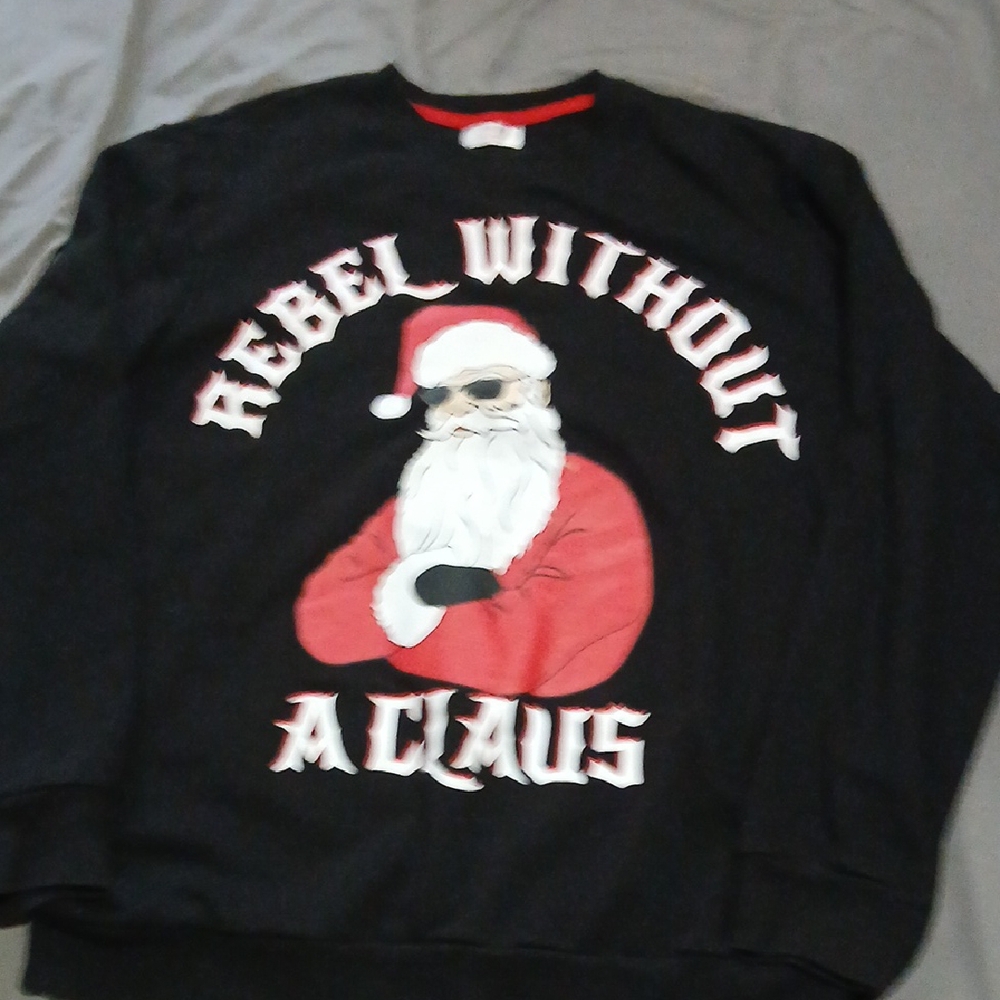 Rebel Without a‎ Claus Black Sweatshirt ,sz.2XL